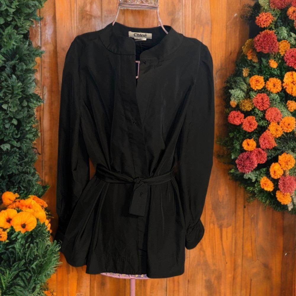 Chloe Navy Flared Belted Jacket - image 3